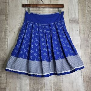 Spieth and Wensky Blue Floral & Gingham Circle Skirt.